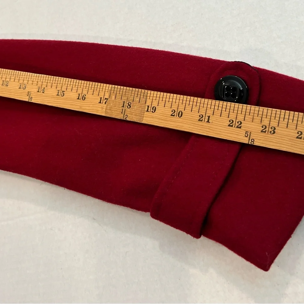 Liz Clairborne Women L Elegant Burgundy Red Peacoat/Winter Coat  Wool Blend Hood